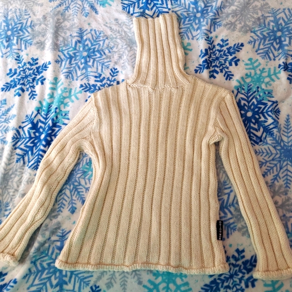 Oui ou non creme Corded sweater, medium